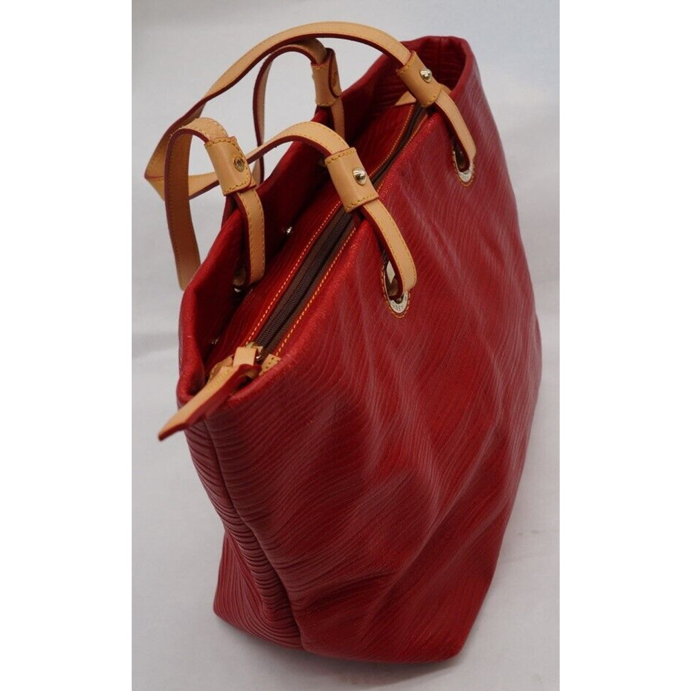 Dooney & Bourke Red & Saddle Brown Leather Grommet Shopper - Picture 4 of 14